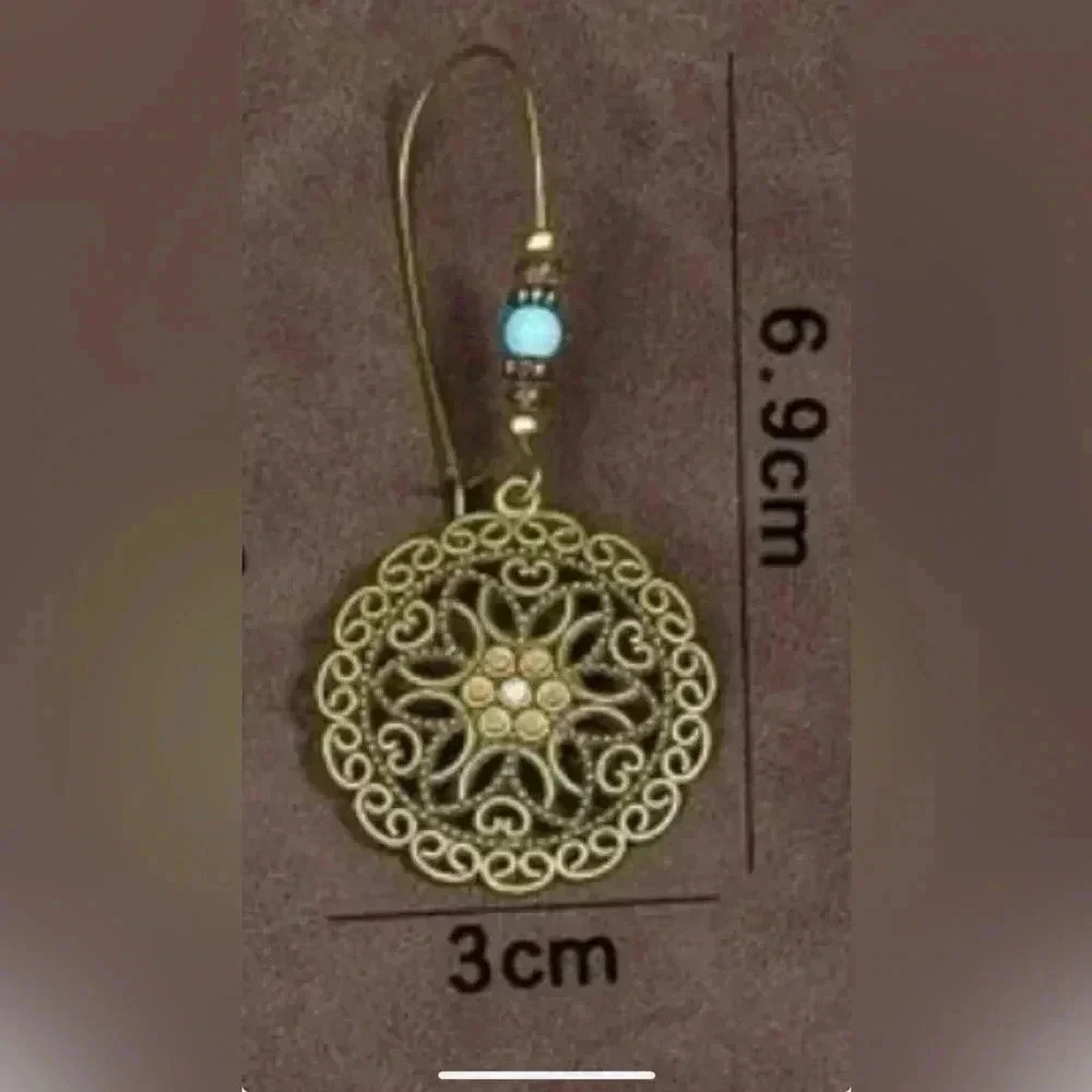 NEW Emery Rose bronze round metal drop earrings - Picture 3 of 5